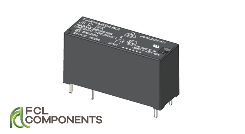 PCB relay from the JS series by FCL Components for reliable switching in industrial and electronic applications. PCB relay from the JS series by FCL Components for reliable switching in industrial and electronic applications.