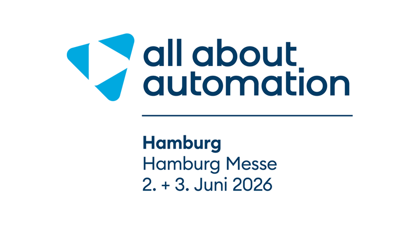 Logo der Messe „all about automation“ mit Veranstaltungsdetails: Hamburg Messe, 2. und 3. Juni 2026. Logo der Messe „all about automation“ mit Veranstaltungsdetails: Hamburg Messe, 2. und 3. Juni 2026.