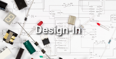 Kachelgrafik zum Design-In-Service mit elektronischen Bauteilen auf einem Schaltplan als Symbol für technische Produktberatung und Komponentenentwicklung. Kachelgrafik zum Design-In-Service mit elektronischen Bauteilen auf einem Schaltplan als Symbol für technische Produktberatung und Komponentenentwicklung.