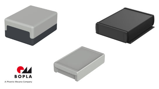 Produktübersicht verschiedener Elektronikgehäuse von BOPLA in unterschiedlichen Bauformen und Farben für industrielle Anwendungen. Produktübersicht verschiedener Elektronikgehäuse von BOPLA in unterschiedlichen Bauformen und Farben für industrielle Anwendungen.