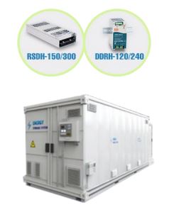 Power supply solution with container system and MEAN WELL RSDH-150/300 and DDRH-120/240 DC/DC converters for energy and industrial applications